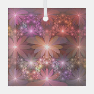 Ornement En Verre Lit De Fleurs Coloré Brillante Art Fractal Abstrai