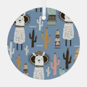 Ornement En Verre Llama, Cactus, Motif d'éléments à main. (Verso)