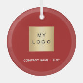 Ornement En Verre Logo de la société blanche rouge (Recto)