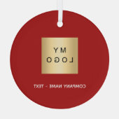 Ornement En Verre Logo de la société blanche rouge (Verso)