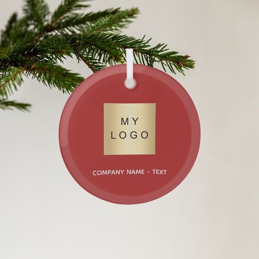 Ornement En Verre Logo de la société blanche rouge