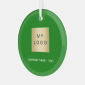 Ornement En Verre Logo d'entreprise blanc vert (Avant gauche)