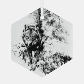 Ornement En Verre Loup solitaire Faune Animal Nature Art (Verso)