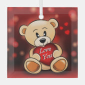 Ornement En Verre L'ourson t'aime (Recto)