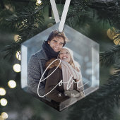 Ornement En Verre Love Script Overlay Photo & Initials