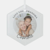 Ornement En Verre Love You Grandma Keepsake Photo (Recto)