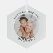 Ornement En Verre Love You Grandma Keepsake Photo (Verso)