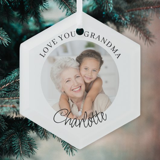 Ornement En Verre Love You Grandma Keepsake Photo