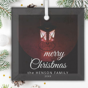 Ornement En Verre Lumière de Lanterne Ancienne Joyeux Noël Écriture