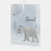 Ornement En Verre Lumière d'ours polaire de Noël personnalisée (Avant gauche)