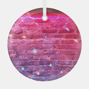 Ornement En Verre Lumière néon : mur de brique vide.