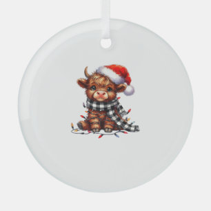 Ornement En Verre Lumières de Noël Highland Cow Baby Noël Light