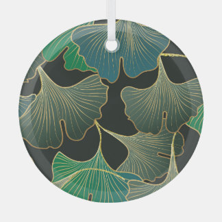 Ornement En Verre Luxueux or Ginkgo, art vintage.