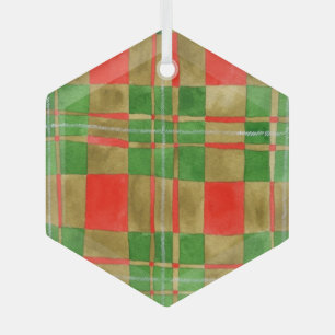 Ornement En Verre MAC GREGOR TARTAN Verre Hexagon Ornement