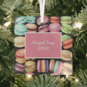 Ornement En Verre Macarons d'aquarelle artistique tendance personnal