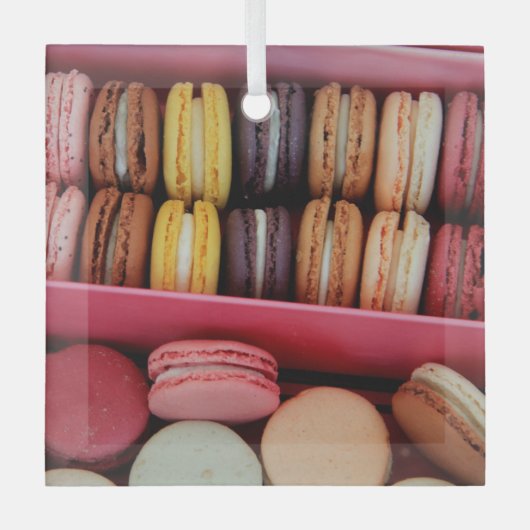 Ornement En Verre Macarons de différentes couleurs (Recto)