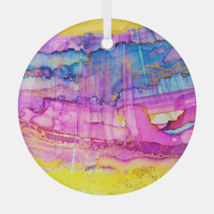 Ornement En Verre Macro de nuages colorés, plaque d'encre.