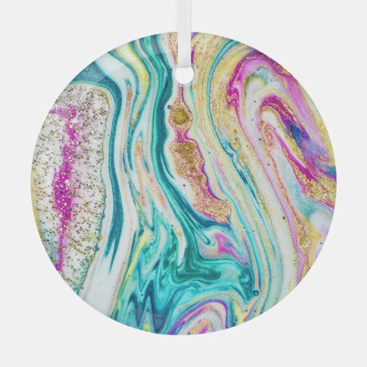 Ornement En Verre Magic Marbling : Metallic Paint Design. (Recto)