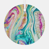 Ornement En Verre Magic Marbling : Metallic Paint Design. (Verso)