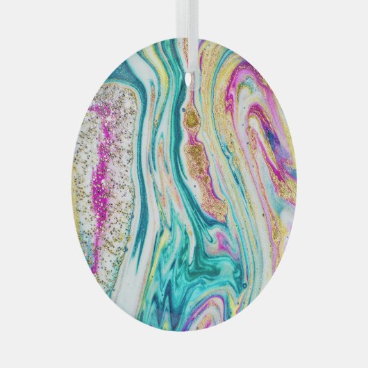 Ornement En Verre Magic Marbling : Metallic Paint Design. (Avant droite)