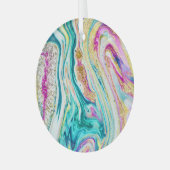 Ornement En Verre Magic Marbling : Metallic Paint Design. (Avant gauche)