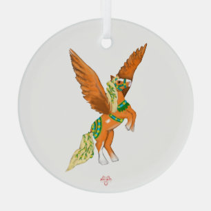 Ornement En Verre Magnifique cheval de carrousel Pegasus belge vinta