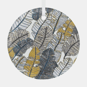 Ornement En Verre Main tirée : Feuilles tropicaux