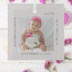 Ornement En Verre Maintenant Né Statistiques de naissance du bébé No