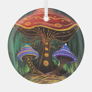 Ornement En Verre Maison Champignon Colorée Magique Cottagecore Fant