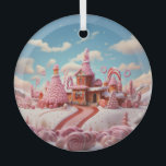 Ornement En Verre Maison en pain d'épices Imaginaire avec bonbons 1<br><div class="desc">Dans cette collection,  je voulais explorer ma vision fantastique et surréaliste de Noël. J'espère que vous l'apprécierez. Remarque : Si vous souhaitez que l'un de mes designs soit appliqué à un autre produit sur Zazzle,  veuillez suivre mon WorldArtBoutique,  envoyez-moi un message et je vous arrangerai cela. Parle-toi bientôt. Alain</div>