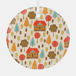 Ornement En Verre Maisons Forest Vintage Motif sans couture