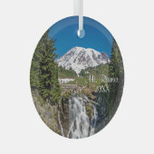 Ornement En Verre Majestic Mt Rainier avec Myrle Falls, Paradise (Avant droite)