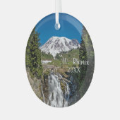 Ornement En Verre Majestic Mt Rainier avec Myrle Falls, Paradise (Avant gauche)
