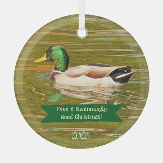 ORNEMENT EN VERRE MALLARD DUCK GLIDING ACROSS (Recto)