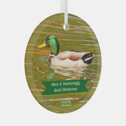 ORNEMENT EN VERRE MALLARD DUCK GLIDING ACROSS (Avant droite)