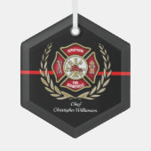 Ornement En Verre Maltese Cross Personalized Firefighter Ornament (Recto)