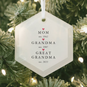 Ornement En Verre Maman   Grand-mère Année Est. Noël