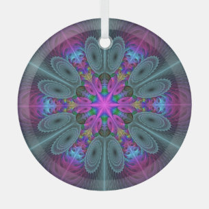 Ornement En Verre Mandala coloré frappant art fractal kaléidoscope