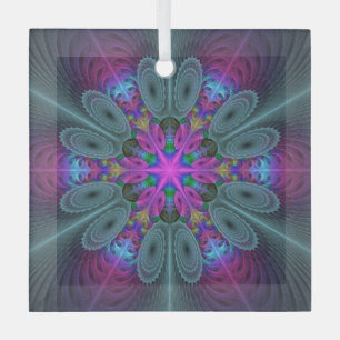 Ornement En Verre Mandala coloré frappant art fractal kaléidoscope