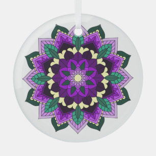 Ornement En Verre Mandala Motif 02 en violet