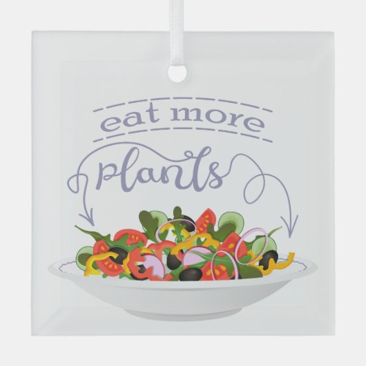 Ornement En Verre Mangez plus de plantes frais motivation salade let (Recto)