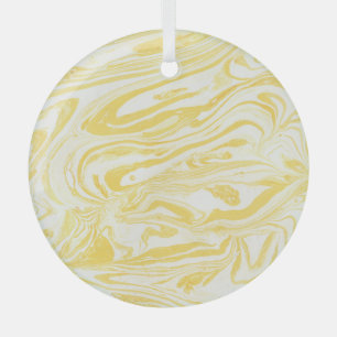 Ornement En Verre Marbre jaune élégant : Texture dessinée à la main