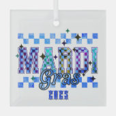 Ornement En Verre Mardi Gras Rouge Noir (Recto)