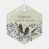 Ornement En Verre Mariage Inséparable forestier enchanté (Recto)