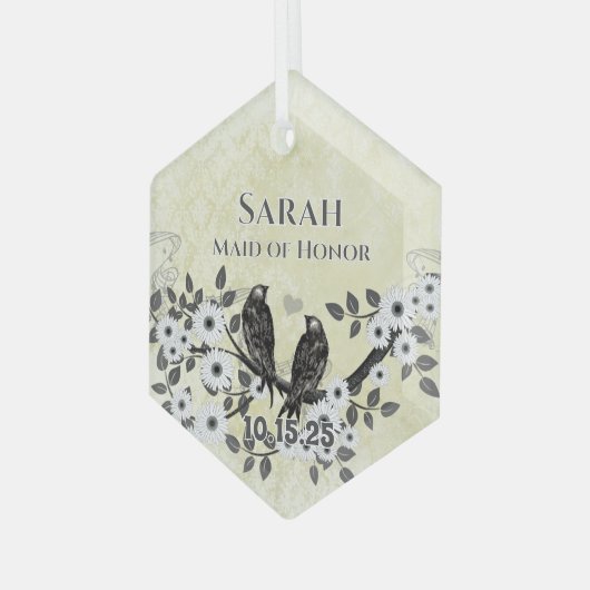 Ornement En Verre Mariage Inséparable forestier enchanté (Avant gauche)