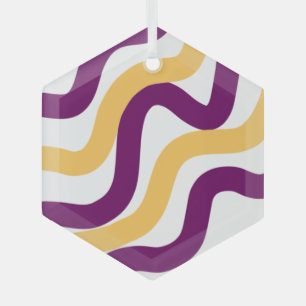 Ornement En Verre Marron jaune lignes courbes rouge ondulé design mo