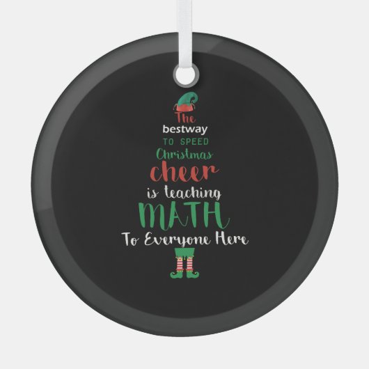 Ornement En Verre Math Enseignant Christmas Elf Cadeau design (Recto)