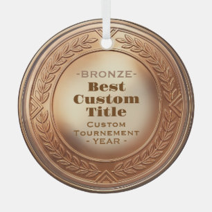 Ornement En Verre Médaille de bronze réaliste 3D personnalisable et