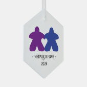 Ornement En Verre Meeples in Love, Purple & Blue Glass Ornament (Avant droite)
