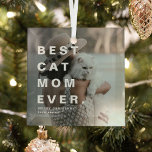 Ornement En Verre MEILLEUR CHAT MOM JAMAIS Photo personnalisée<br><div class="desc">Moderne Meilleur Chat Maman Toujours Personnalisé Photo Ornement de Noël. Un cadeau parfait pour les amoureux de les chats pendant la saison festive.</div>